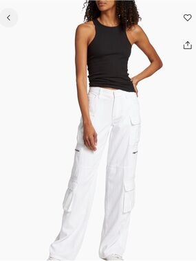 Alice + Olivia White Wide-Leg Cargo Pants